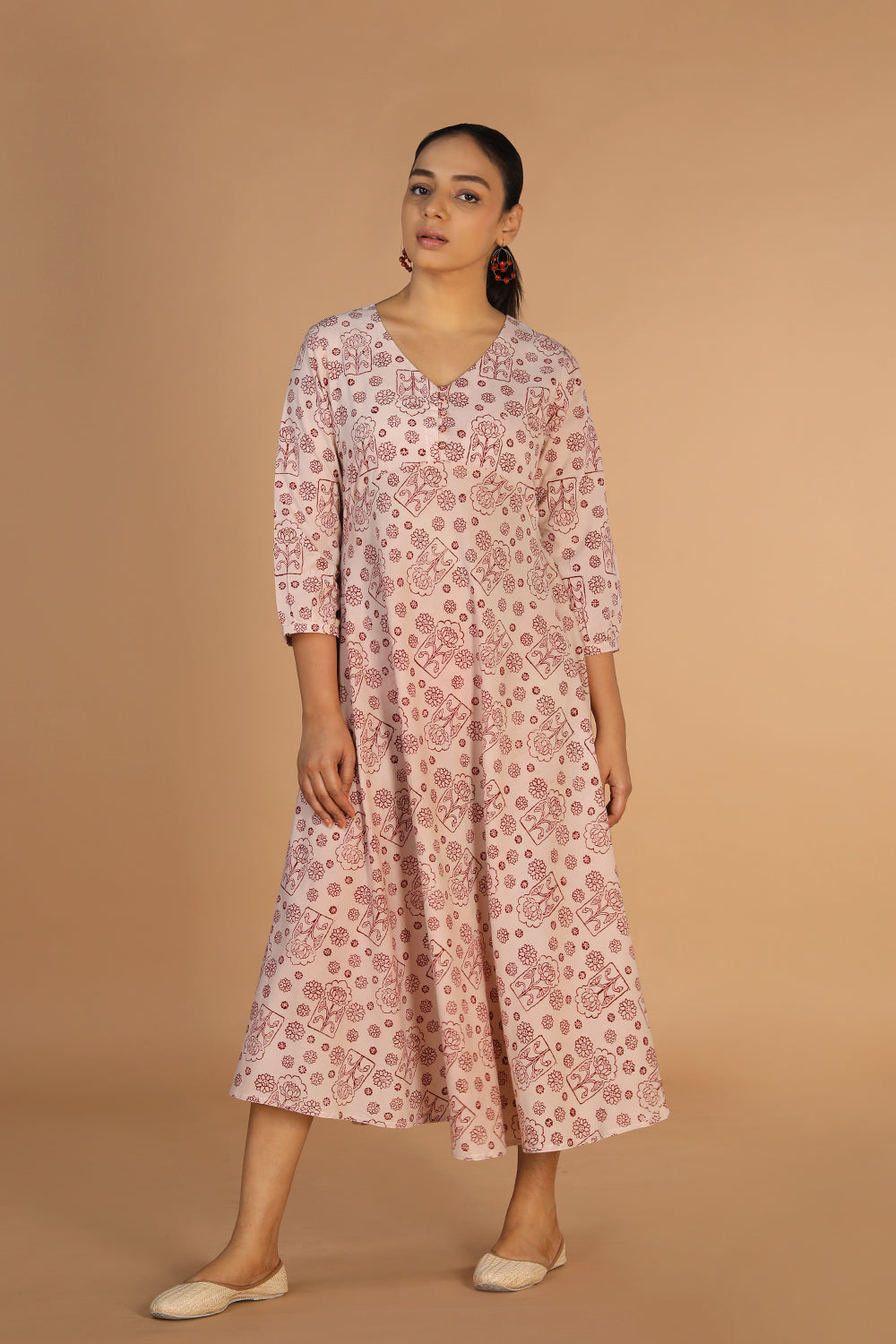 Image of Bagh handblock printed flared cotton dress